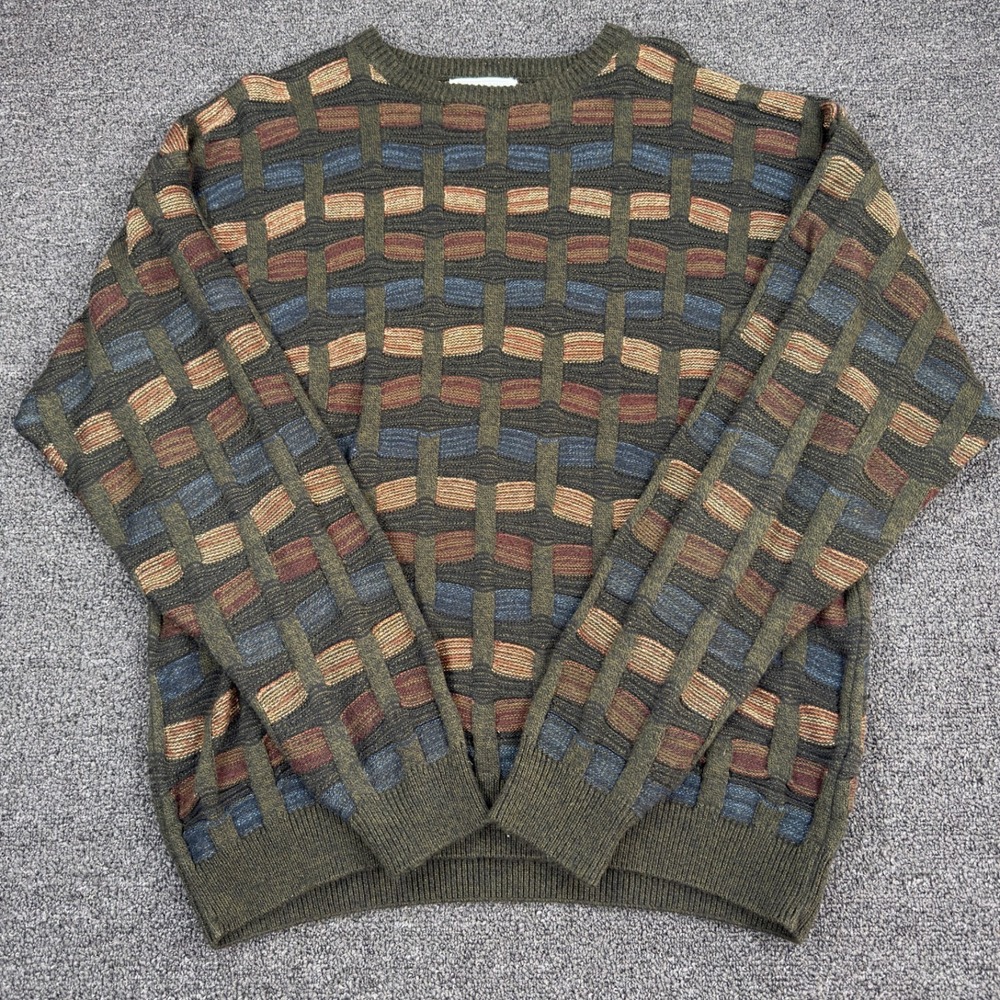 Vintage Gianfranco Ruffini Sweater Mens XL Coogi Style Knit 90s